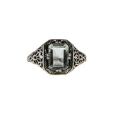 Elusive Dream - Estate Sterling Silver Natural Green Amethyst Filigree Ring (ER435)
