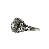 Elusive Dream - Estate Sterling Silver Natural Green Amethyst Filigree Ring (ER435)