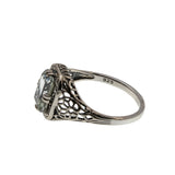 Elusive Dream - Estate Sterling Silver Natural Green Amethyst Filigree Ring (ER435)
