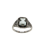 Elusive Dream - Estate Sterling Silver Natural Green Amethyst Filigree Ring (ER435)
