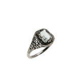 Elusive Dream - Estate Sterling Silver Natural Green Amethyst Filigree Ring (ER435)
