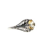 Let The Sun Come In - Estate Sterling Silver Natural Citrine Filigree Ring (ER436)
