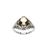 Let The Sun Come In - Estate Sterling Silver Natural Citrine Filigree Ring (ER436)
