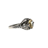 Honeysuckle & Forget-Me Knots - Estate Sterling Silver Natural Citrine Filigree Ring (ER437)
