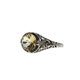 November Birthstone - Estate Sterling Silver natural Citrine Filigree Ring (ER438)