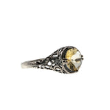 November Birthstone - Estate Sterling Silver natural Citrine Filigree Ring (ER438)
