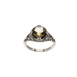 November Birthstone - Estate Sterling Silver natural Citrine Filigree Ring (ER438)