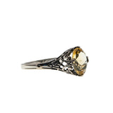Hello Sunshine - Estate Sterling Silver Natural Citrine Filigree Ring (ER439)