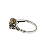Hello Sunshine - Estate Sterling Silver Natural Citrine Filigree Ring (ER439)