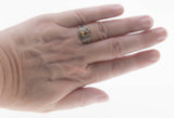 Ornate Scrolls - Estate Sterling Silver Natural Citrine Intricate Ring (ER440)