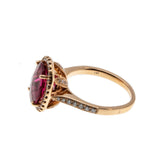 Icy Pink Raspberry Lipstick - Estate 14K Rose Gold Rubellite & Diamond Ring (ER289)