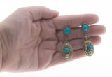 From Times Past - Victorian 900 Silver Robins Egg Blue Turquoise Paste Hand-Made Decorative Dangly Earrings (VICE055)