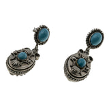 From Times Past - Victorian 900 Silver Robins Egg Blue Turquoise Paste Hand-Made Decorative Dangly Earrings (VICE055)