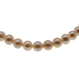 Peaches & Cream -  Vintage Silver Genuine Cultured Freshwater Champagne Pearl & Crystal Necklace Strand (VN240)
