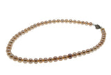 Peaches & Cream -  Vintage Silver Genuine Cultured Freshwater Champagne Pearl & Crystal Necklace Strand (VN240)