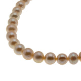 Peaches & Cream -  Vintage Silver Genuine Cultured Freshwater Champagne Pearl & Crystal Necklace Strand (VN240)