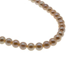 Peaches & Cream -  Vintage Silver Genuine Cultured Freshwater Champagne Pearl & Crystal Necklace Strand (VN240)