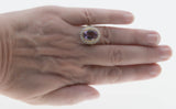 Rose De France - Vintage English 9K Gold Amethyst & Diamond Cluster Ring (VR831)