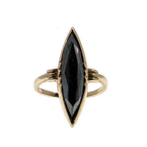 Alaskan Nights - Vintage 10K Gold Marquise Black Alaskan Diamond Ring (VR832)