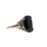 Contrasting Gems - Vintage 10K Gold Natural Blue Spinel & Rose Cut Diamond Ring (VR1065)