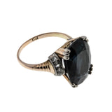 Contrasting Gems - Vintage 10K Gold Natural Blue Spinel & Rose Cut Diamond Ring (VR1065)