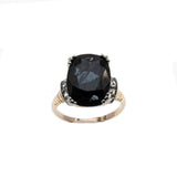 Contrasting Gems - Vintage 10K Gold Natural Blue Spinel & Rose Cut Diamond Ring (VR1065)
