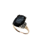 Contrasting Gems - Vintage 10K Gold Natural Blue Spinel & Rose Cut Diamond Ring (VR1065)