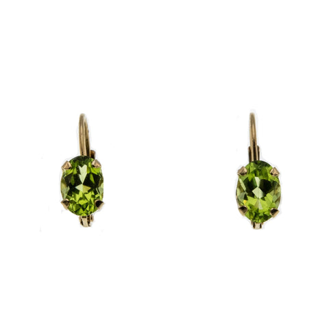 Dew Drops - Vintage 14K Gold Natural Peridot French Lever Back Earrings (VE372)