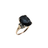 Contrasting Gems - Vintage 10K Gold Natural Blue Spinel & Rose Cut Diamond Ring (VR1065)
