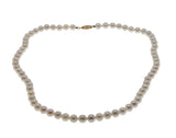 Lustrous Classic - Vintage 14K Gold Cultured Saltwater Japanese Akoya Pearl Necklace Strand (VN242)