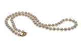 Lustrous Classic - Vintage 14K Gold Cultured Saltwater Japanese Akoya Pearl Necklace Strand (VN242)