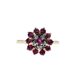 Stargazer - Vintage 10K Gold Natural Ruby & Diamond 'Star' Flower Cluster Ring (VR1066)