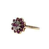 Stargazer - Vintage 10K Gold Natural Ruby & Diamond 'Star' Flower Cluster Ring (VR1066)