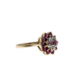 Stargazer - Vintage 10K Gold Natural Ruby & Diamond 'Star' Flower Cluster Ring (VR1066)