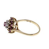 Stargazer - Vintage 10K Gold Natural Ruby & Diamond 'Star' Flower Cluster Ring (VR1066)