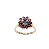 Stargazer - Vintage 10K Gold Natural Ruby & Diamond 'Star' Flower Cluster Ring (VR1066)