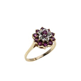 Stargazer - Vintage 10K Gold Natural Ruby & Diamond 'Star' Flower Cluster Ring (VR1066)