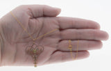 The Grass Is Greener - Edwardian English 9K Gold Natural Peridot & Seed Pearl Lavalier Pendant & 14K Gold Fill  Chain (EDP032)