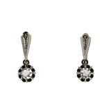 Fleurs Et Diamants - Edwardian 'French Eagle Head Hallmark' Platinum 18K Gold Rose Cut Diamond Dangly Earrings (EDE014)