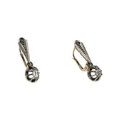 Fleurs Et Diamants - Edwardian 'French Eagle Head Hallmark' Platinum 18K Gold Rose Cut Diamond Dangly Earrings (EDE014)