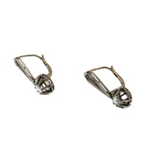 Fleurs Et Diamants - Edwardian 'French Eagle Head Hallmark' Platinum 18K Gold Rose Cut Diamond Dangly Earrings (EDE014)