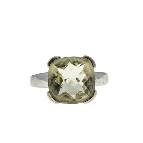 Mellow Yellow - Vintage Signed 'Sigel CA' Sterling Silver Natural Lemon Quartz Solitaire Ring (VR1068)