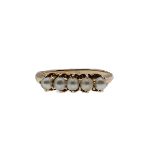 Girl With The Pearl Ring - Victorian 14K Gold Natural Pearl Ring (VICR153)