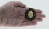 Victorian Revival - Vintage Bronze Cameo Crystal Rhinestone Brooch (VBR322)