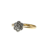 Jewelled Daisy - Edwardian English 18K Gold Platinum Natural Old European Cut Diamond Daisy Cluster Ring (EDR098)