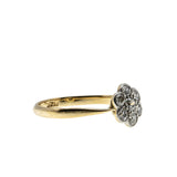 Jewelled Daisy - Edwardian English 18K Gold Platinum Natural Old European Cut Diamond Daisy Cluster Ring (EDR098)