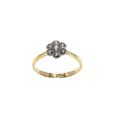 Jewelled Daisy - Edwardian English 18K Gold Platinum Natural Old European Cut Diamond Daisy Cluster Ring (EDR098)