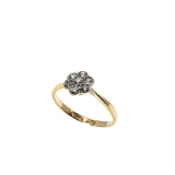 Jewelled Daisy - Edwardian English 18K Gold Platinum Natural Old European Cut Diamond Daisy Cluster Ring (EDR098)