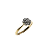 Jewelled Daisy - Edwardian English 18K Gold Platinum Natural Old European Cut Diamond Daisy Cluster Ring (EDR098)