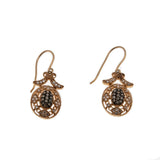Roses & Truffles - Estate 14K Rose Gold Chocolate Diamond Ornate Dangly Earrings (EE211)